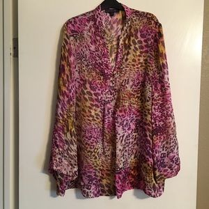 Lafayette 148 Leopard Print Silk Tunic Size 14